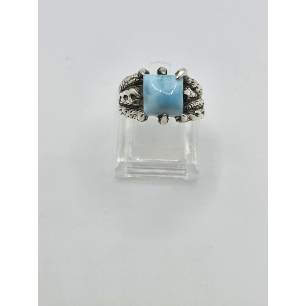 Sterling Larimar Ring Size 10.25 large light Blue  Statement Ring